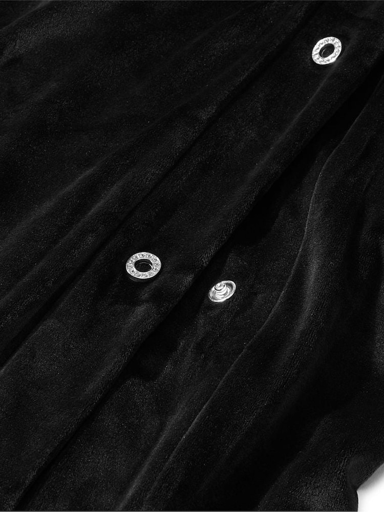 Victoria's Secret Pure Black Velour Wide Leg Pant With Diamante Snaps - Image 3 of 3