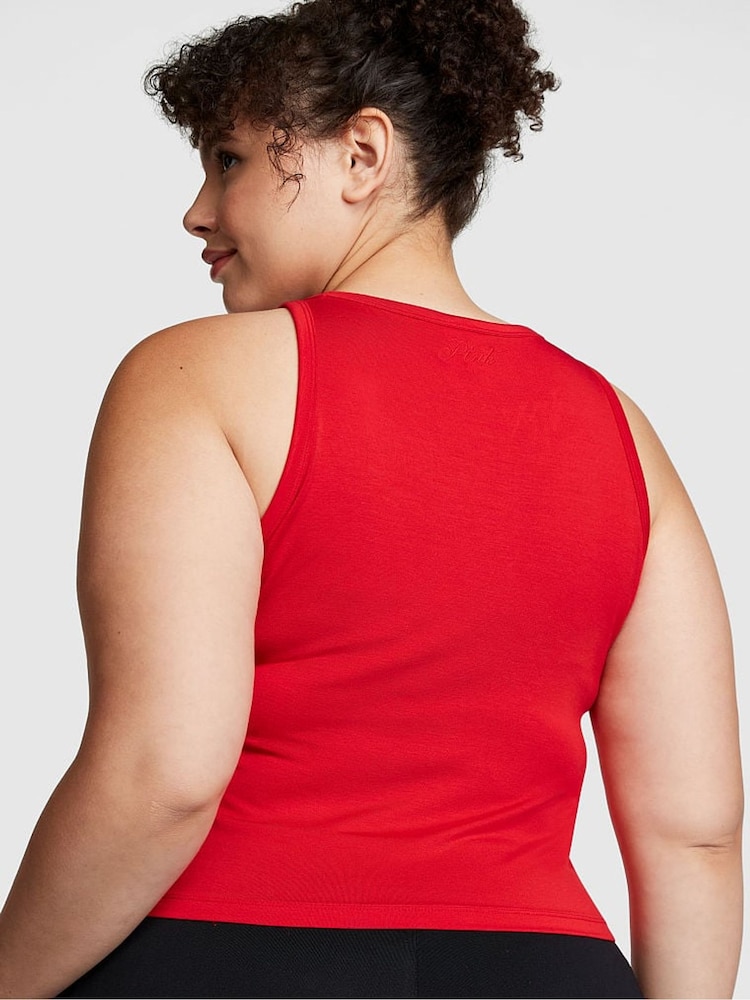 Victoria's Secret PINK Red Pepper Modal Cropped Sleep Tank Top - Image 2 of 3