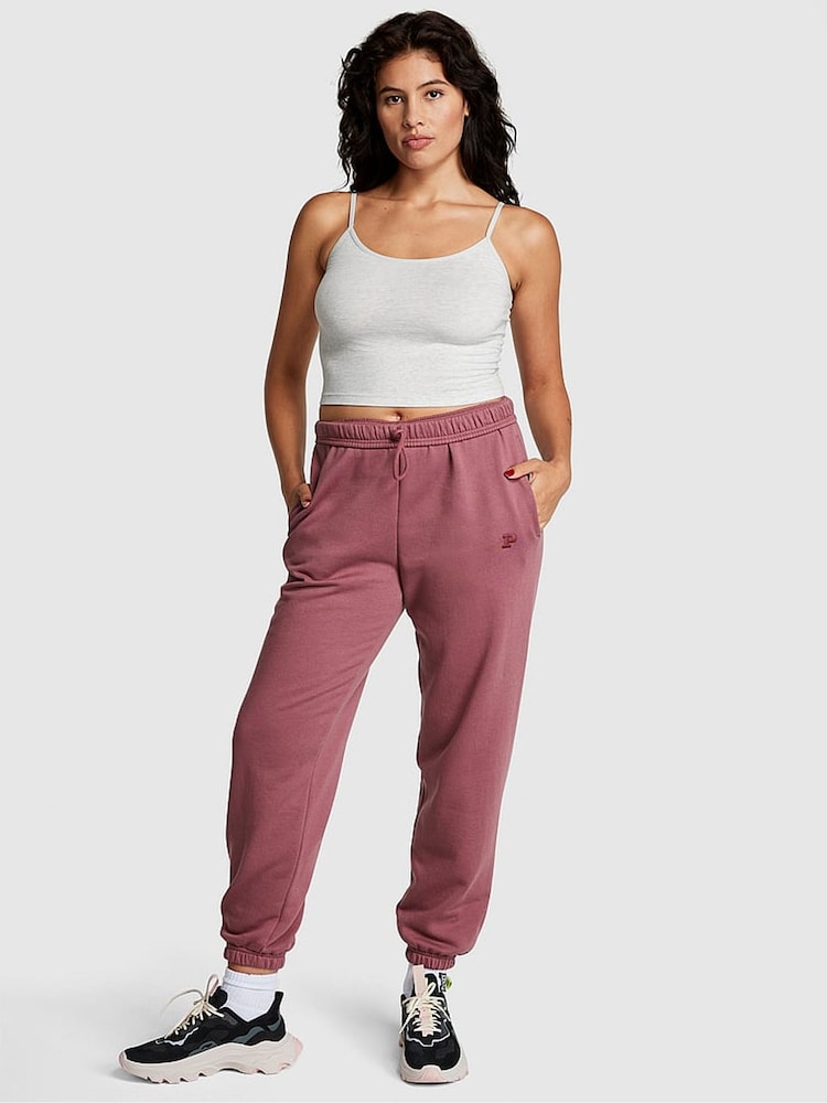 Victoria's Secret PINK Morning Rose Pink Fleece Cuffed Jogger - Image 1 of 3 Victoria's Secret PINK Morning Rose Pink Fleece Cuffed Jogger - Image 1 of 3