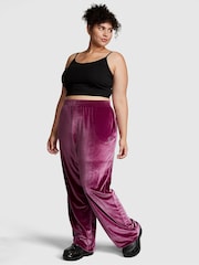 Victoria's Secret PINK Vivid Magenta Pink Velour Wide Leg Logo Jogger - Image 1 of 4
