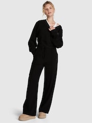 Victoria's Secret PINK Pure Black Elevated Fleece V-Neck Sweat Top - Image 3 of 4