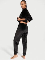 Victoria's Secret Pure Black Ribbed Velour Jogger - Image 2 of 3
