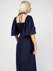 Little Mistress Blue Cross Neck Midi Dress - Image 2 of 4