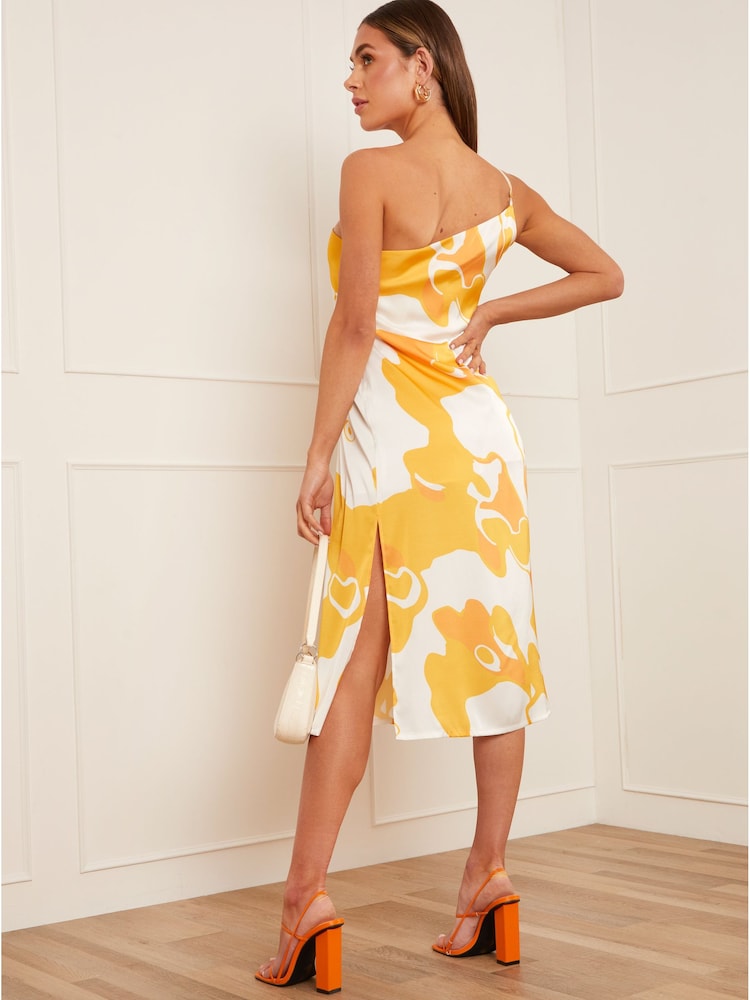 Chi Chi London Yellow & White One Shoulder Midi Dress - Image 2 of 4