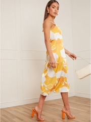 Chi Chi London Yellow & White One Shoulder Midi Dress - Image 3 of 4