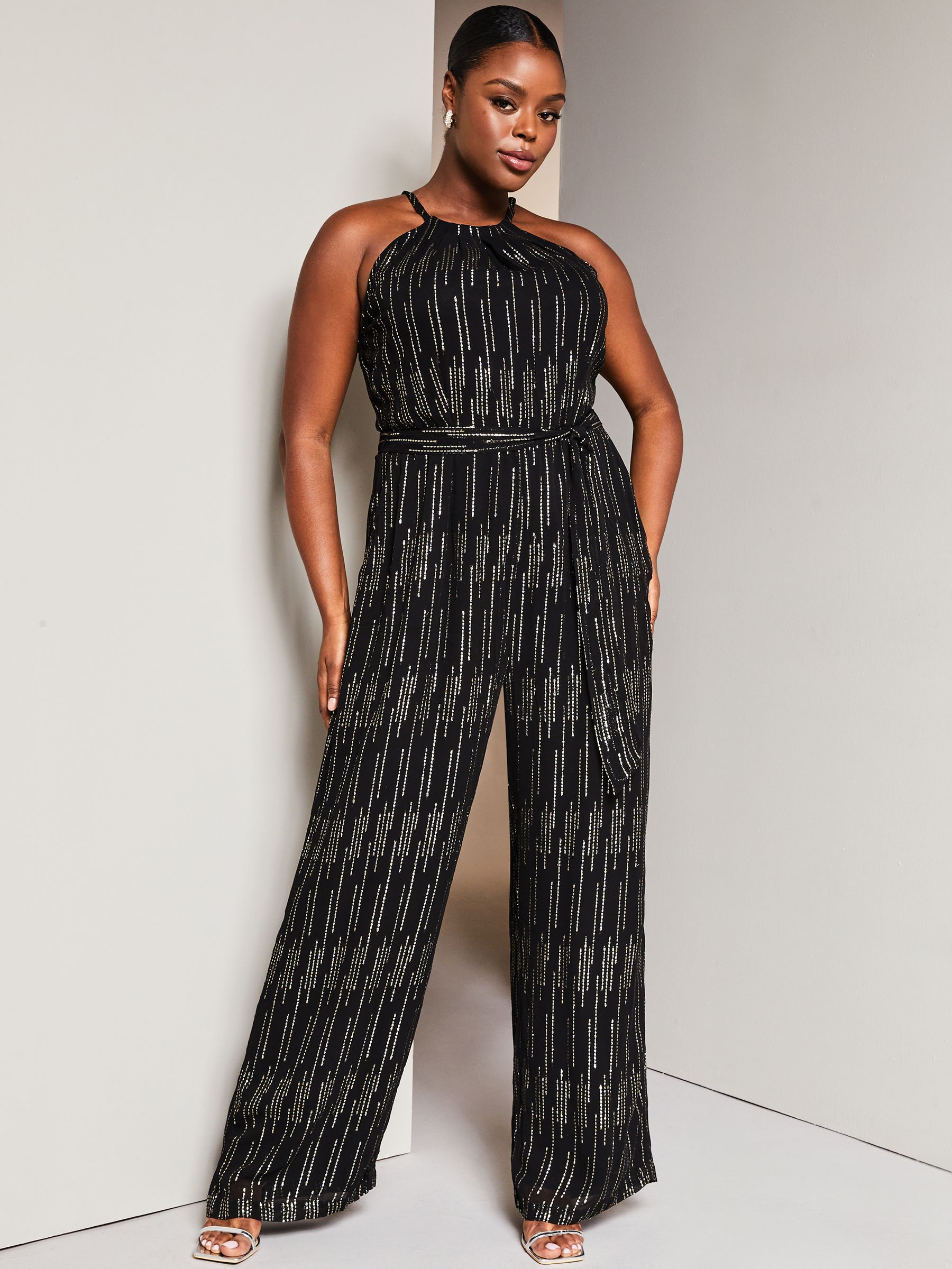 Buy Lipsy Black Curve Metallic Halter Neck Jumpsuit from Next Luxembourg