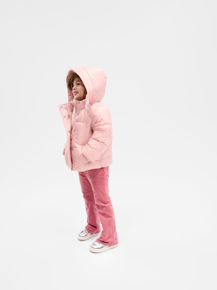 Gap Pink Water Resistant Sherpa Lined Recycled Puffer Jacket (12mths-5yrs) - Image 2 of 6 Gap Pink Water Resistant Sherpa Lined Recycled Puffer Jacket (12mths-5yrs) - Image 2 of 6