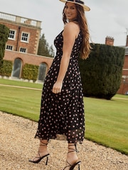Style Cheat X Luisa Zissman Black Luisa Belted Pleated Maxi Dress - Image 3 of 5