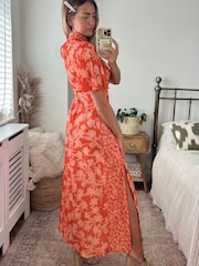 Style Cheat Orange Bonnie Twist Neck Dress - Image 2 of 4
