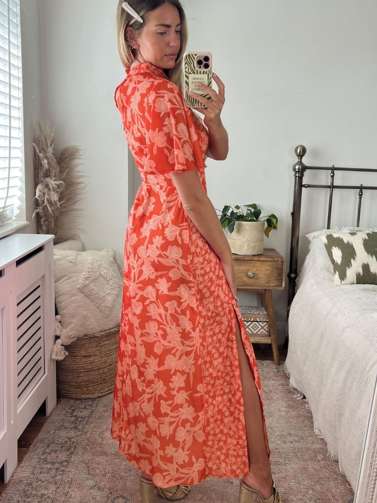 Style Cheat Orange Bonnie Twist Neck Dress - Image 2 of 4 Style Cheat Orange Bonnie Twist Neck Dress - Image 2 of 4
