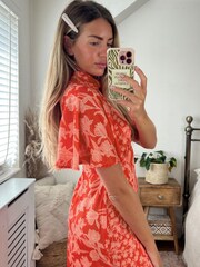 Style Cheat Orange Bonnie Twist Neck Dress - Image 3 of 4