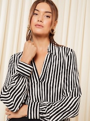Friends Like These Black/White Long Sleeve V Neck Shirt - Image 1 of 4