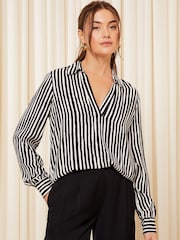 Friends Like These Black/White Long Sleeve V Neck Shirt - Image 3 of 4