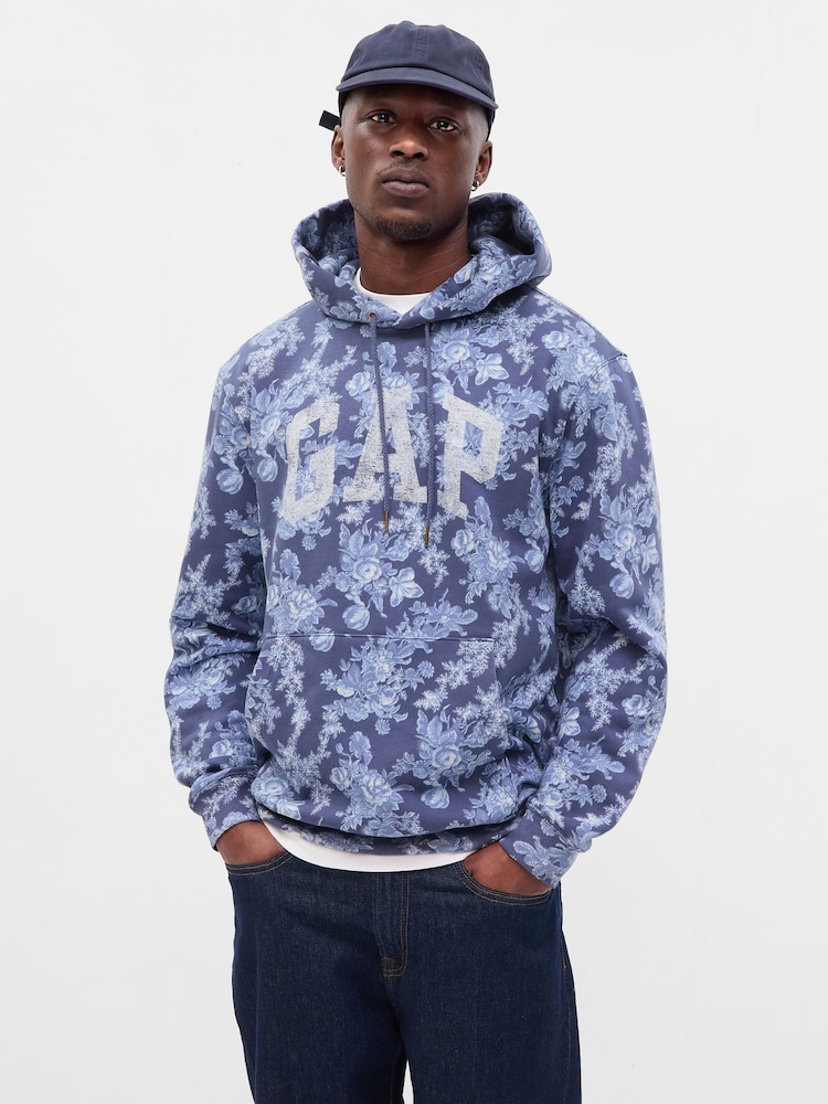 Gap Blue LoveShackFancy Floral Logo Hoodie - Image 1 of 5