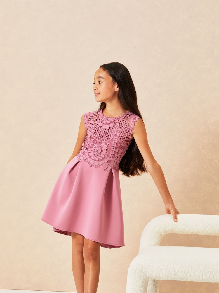 Lipsy Pink Lace Bodice Occasion Dress - Image 2 of 4