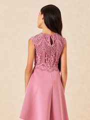 Lipsy Pink Lace Bodice Occasion Dress - Image 3 of 4