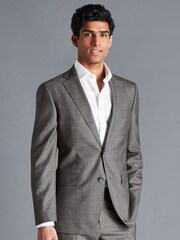 Charles Tyrwhitt Grey Slim Fit Sharkskin Business Suit Jacket - Image 1 of 5