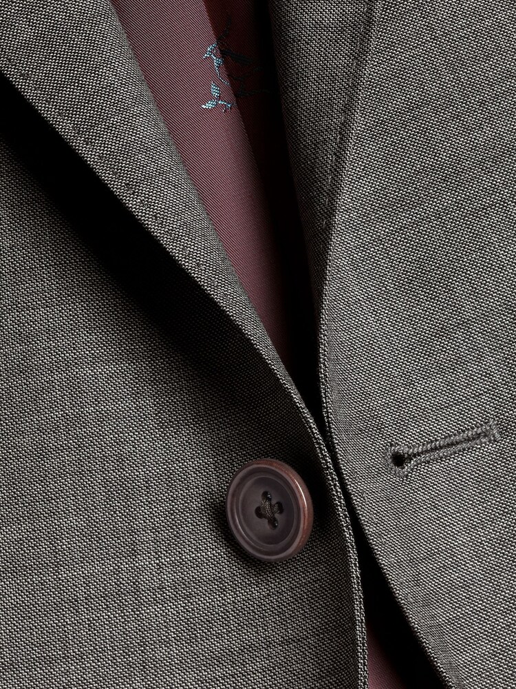 Charles Tyrwhitt Grey Slim Fit Sharkskin Business Suit Jacket - Image 2 of 5