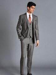 Charles Tyrwhitt Grey Slim Fit Sharkskin Business Suit Jacket - Image 5 of 5