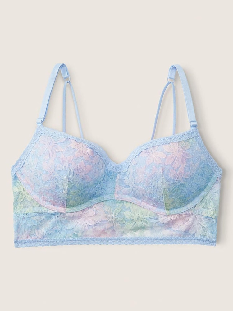 Victoria's Secret PINK Arctic Ice Blur Blue Lace Wired Push Up Bralette - Image 1 of 2 Victoria's Secret PINK Arctic Ice Blur Blue Lace Wired Push Up Bralette - Image 1 of 2