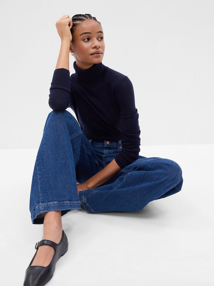 Gap Blue Merino Wool Turtle Neck Jumper - Image 1 of 2