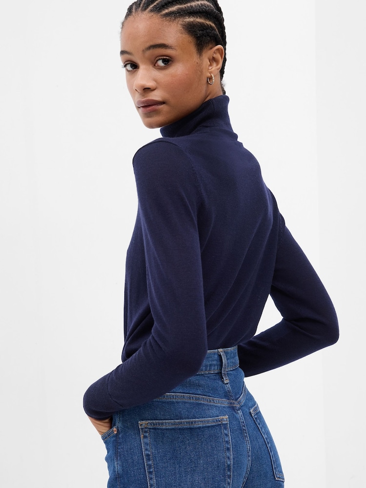 Gap Blue Merino Wool Turtle Neck Jumper - Image 2 of 2