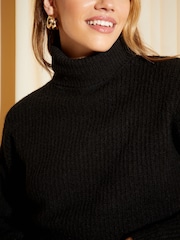 Friends Like These Black Cosy Roll Neck Rib Jumper - Image 3 of 4