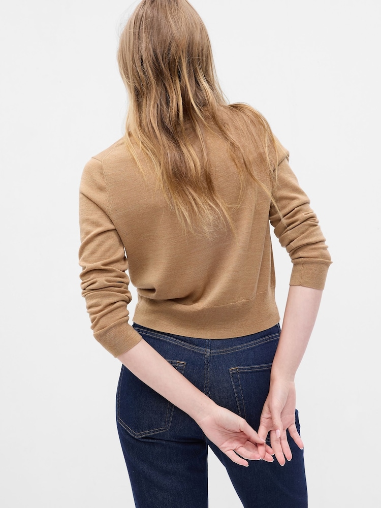 Gap Brown Merino Wool Short Cardigan - Image 2 of 2
