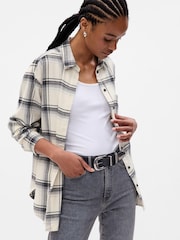 Gap Cream Flannel Oversized Long Sleeve Shirt - Image 1 of 2