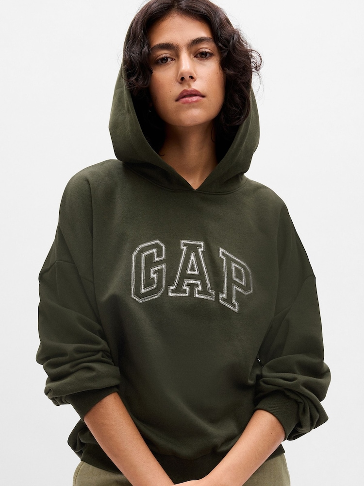 Gap Green Vintage Soft Arch Logo Long Sleeve Hoodie - Image 1 of 5