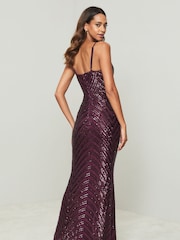 Lipsy Red Petite Paige Sequin Cami Cowl Bridesmaid Dress - Image 2 of 4