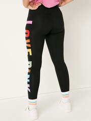Victoria's Secret PINK Pure Black Rainbow Love Pink Cotton High Waist  Leggings - Image 2 of 4