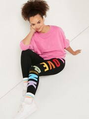 Victoria's Secret PINK Pure Black Rainbow Love Pink Cotton High Waist  Leggings - Image 3 of 4