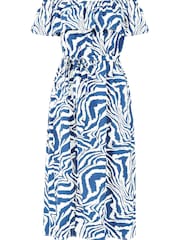 Yumi Blue Zebra Print Bardot Dress - Image 4 of 4