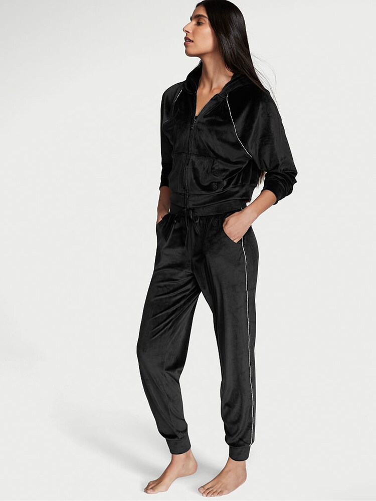 Victoria's Secret Black Velour Lounge Jogger - Image 1 of 2 Victoria's Secret Black Velour Lounge Jogger - Image 1 of 2