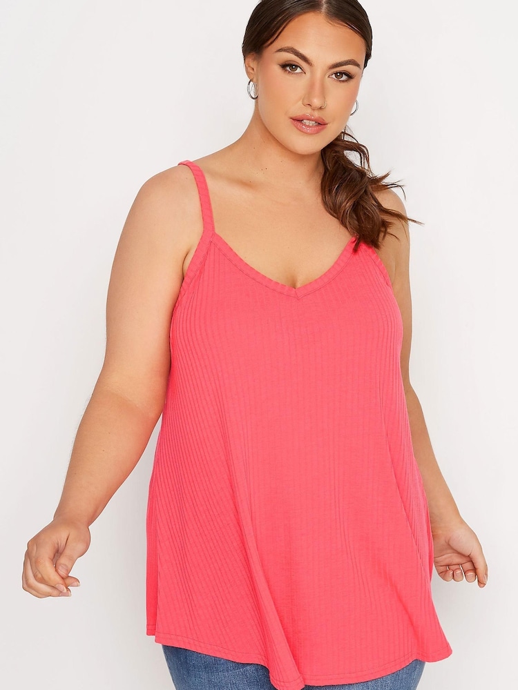 Yours Curve Pink Limited Rib Swing Cami - Image 1 of 4
