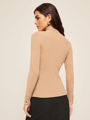 Friends Like These Camel Ribbed Roll Neck Jumper - Image 2 of 4