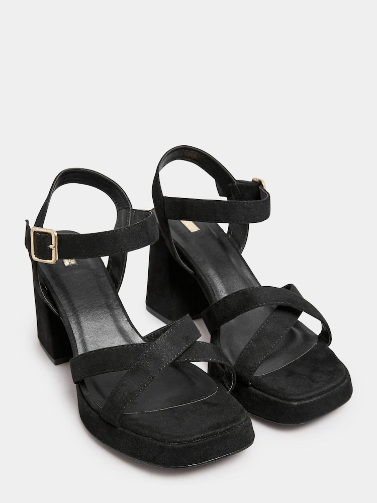 Yours Curve Black Extra Wide Fit Two Part Platform Micro Sandal - Image 2 of 5