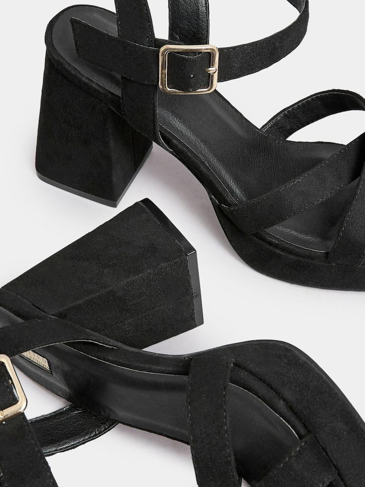 Yours Curve Black Extra Wide Fit Two Part Platform Micro Sandal - Image 5 of 5