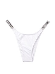 Victoria's Secret White Shine Strap Thong Bikini - Image 1 of 4