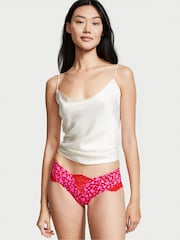 Victoria's Secret Lipstick Red Hearts Micro Lace Inset Cheeky Knickers - Image 2 of 4