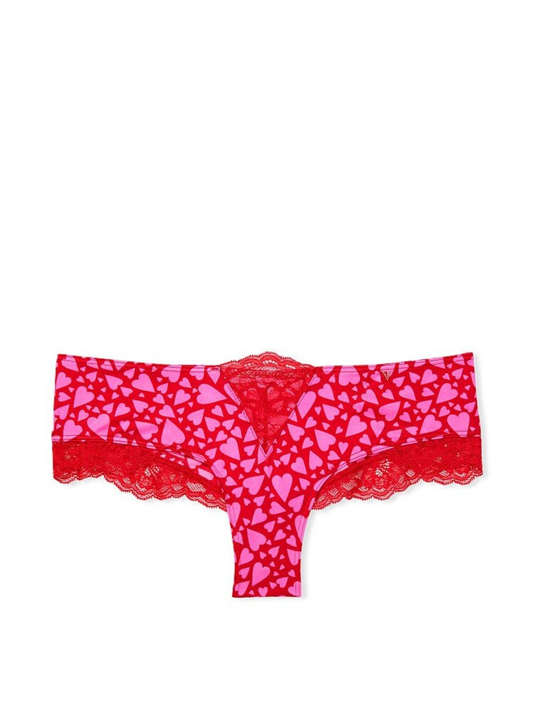 Victoria's Secret Lipstick Red Hearts Micro Lace Inset Cheeky Knickers - Image 4 of 4