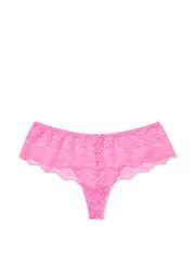 Victoria's Secret Neon Peony Pink Lace Hipster Thong Knickers - Image 3 of 3
