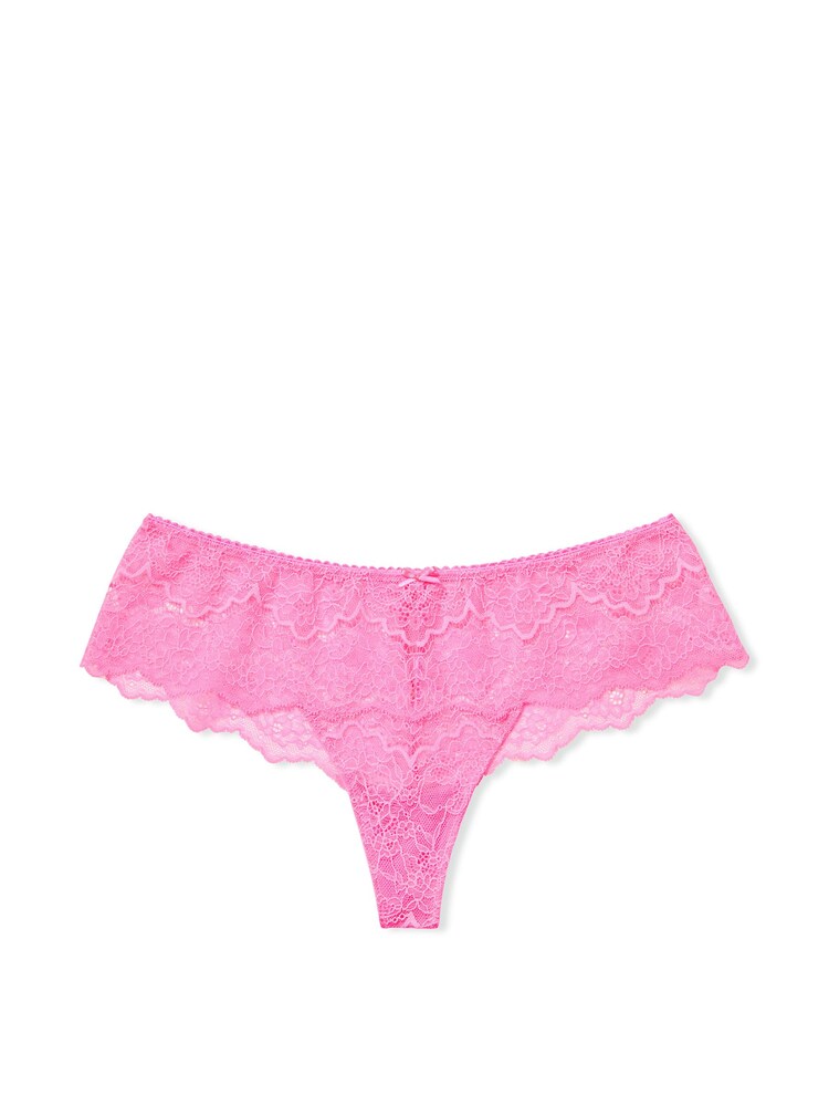 Victoria's Secret Neon Peony Pink Lace Hipster Thong Knickers - Image 3 of 3