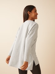 Friends Like These Grey Soft Jersey V Neck Long Sleeve Tunic Top - Image 2 of 4