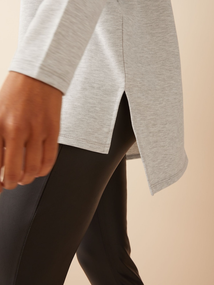 Friends Like These Grey Soft Jersey V Neck Long Sleeve Tunic Top - Image 4 of 4