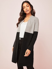 Friends Like These Grey Black Longline Mock Collar Coatigan - Image 1 of 1