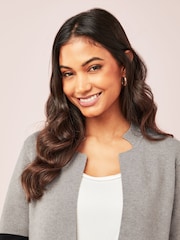 Friends Like These Grey Black Longline Mock Collar Coatigan - Image 4 of 4