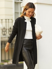 Friends Like These Black Longline Mock Collar Coatigan - Image 2 of 6