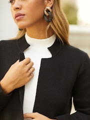 Friends Like These Black Longline Mock Collar Coatigan - Image 3 of 6